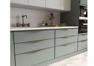 Modern handle-less modular kitchen with matte finishes by top kitchen designers in Panchkula