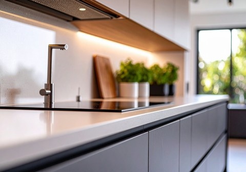 Modern modular kitchen in Panchkula with sleek cabinets, smart storage, and elegant lighting design.