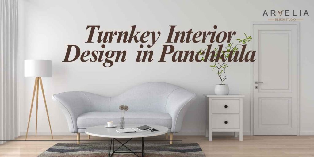 Modern turnkey interior design in Panchkula showcasing a stylish living room, modular kitchen, and complete stress-free home makeover.