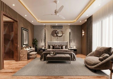 Modern minimalist interior design in a bright living room showing clean lines, neutral colors, and clutter-free home decor