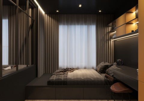 Bedroom interior design for 2BHK in Panchkula with wardrobe and headboard design