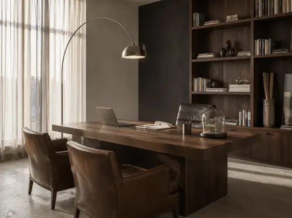 Rendering 3D ufficio moderno Milano — consulenza interior design online Aryelia Design Studio